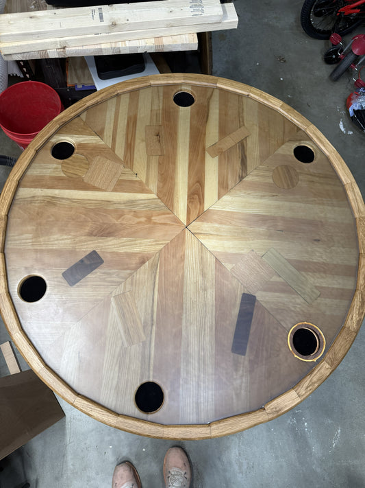 Unique Round Game Table w/ Built-in Cup Holders